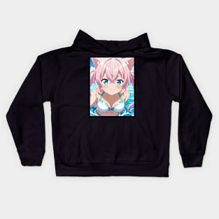 Anime Girl Beach Day Kids Hoodie